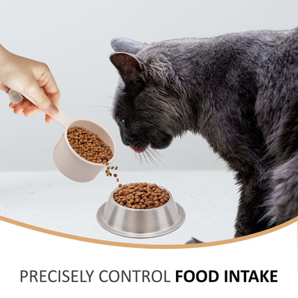 Kitchen-friendly cat food storage tin set with modern scoop