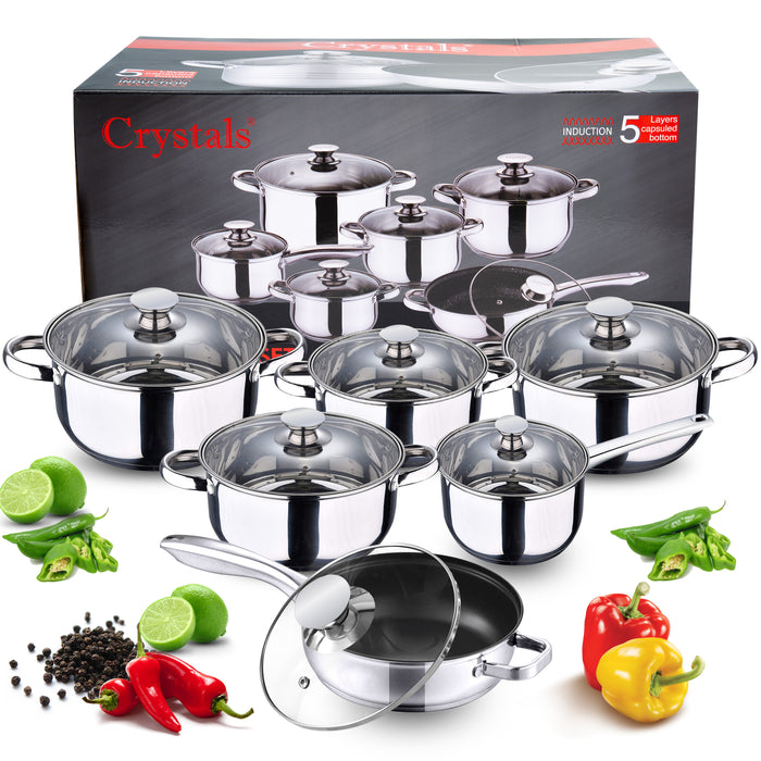 Kitchen pot set compatible with all hob types including induction