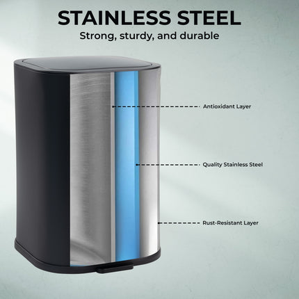 Soft close 5L pedal bin suitable for kitchen use