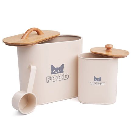 Large retro design cat food container with scoop and lid