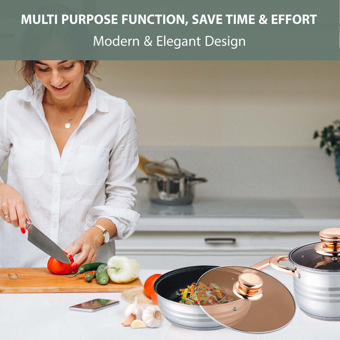 Marble coated non-stick frying pan induction ready cookware set UK