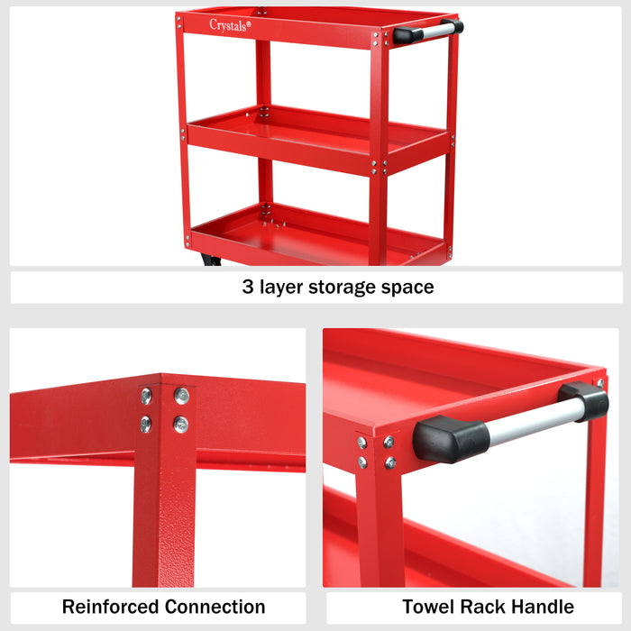 Red mobile tool storage trolley with easy manoeuvrability – UK edition.