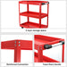Red mobile tool storage trolley with easy manoeuvrability – UK edition.