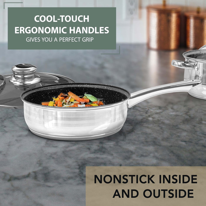 Modern design cookware pot set with matching glass lids