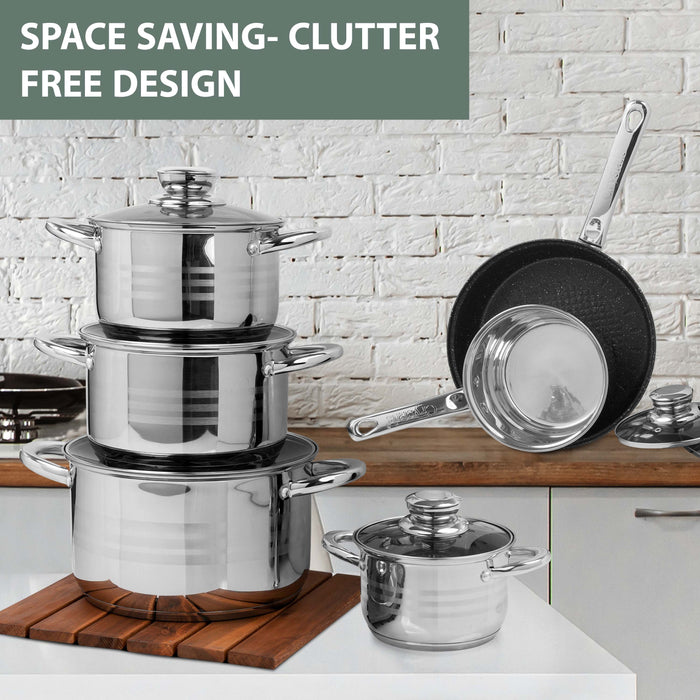 Multi-size stainless steel casserole set for versatile kitchen use