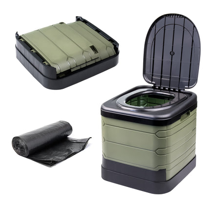 Multi-use foldable toilet that doubles as bin or stool