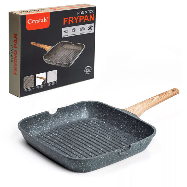Non stick frying grill pan compatible with induction gas and electric hobs