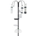 Outdoor birdwatching feeder station with clear dome and water dish.