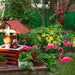 Outdoor flamingo lawn ornaments made from sturdy PE plastic.