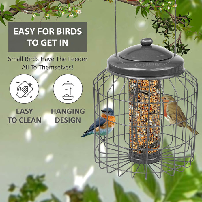Outdoor hanging nut feeder for birds in the UK