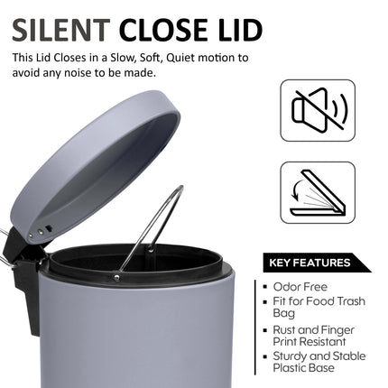 3 Litre Small Pedal Bin Grey
