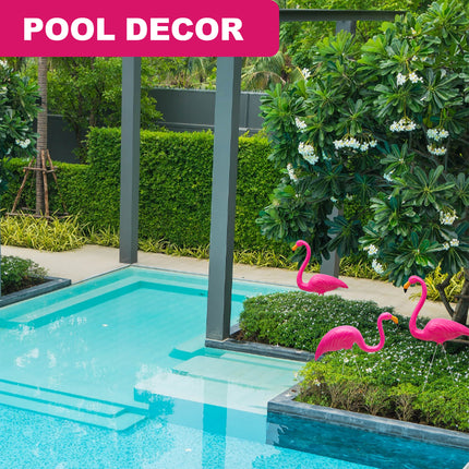 Bright pink flamingo garden decorations for UK outdoor spaces.