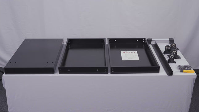 Black 3-tier heavy-duty tool trolley with lockable castors, spacious storage shelves, and smooth mobility—perfect for UK garages, workshops, and mechanics.