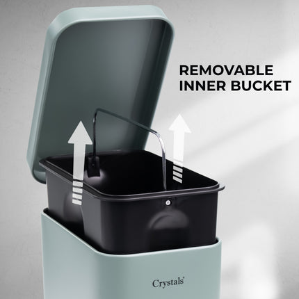 Rectangular pedal bin with soft close lid