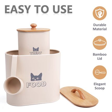 Retro cat food storage box with scoop for kitchen shelf