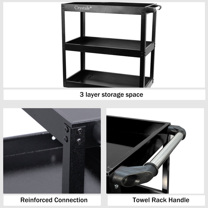 Rolling tool trolley for garage and workshop use, designed for heavy-duty tools and accessories.