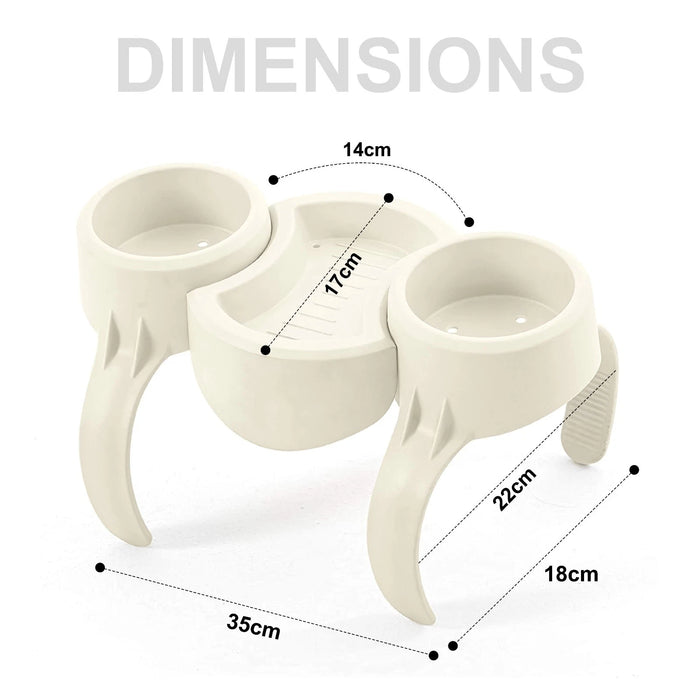 Measurement chart of a white ceramic plant stand with dimensions labeled.
