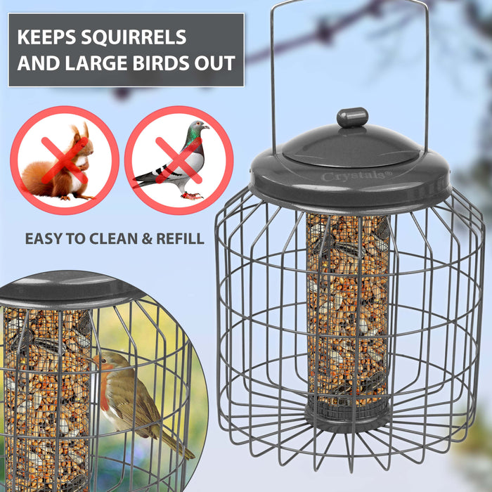 Secure twist and lift lock bird feeder for nuts