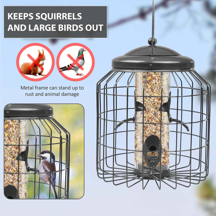 Bird feeder with hanging hook and squirrel protection