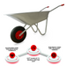 One wheel steel wheelbarrow for easy manoeuvring