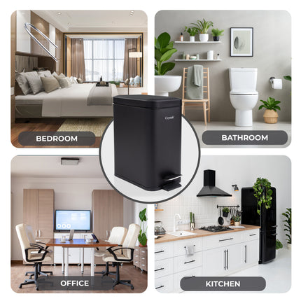 5L black bin ideal for home office or study room waste