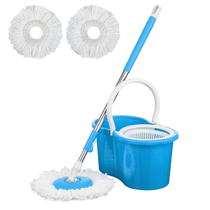 360° Spin Rotating Mop & Bucket Set with 2 Mop Heads – Red, Blue, Purple