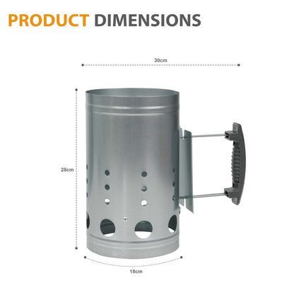 Stay-Cool Handle BBQ Chimney Starter – Safe for Lighting Charcoal in the UK