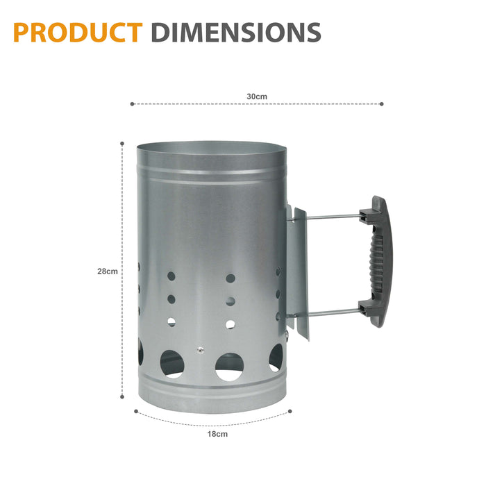 Stay-Cool Handle BBQ Chimney Starter – Safe for Lighting Charcoal in the UK
