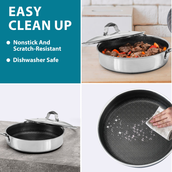 Frying pan with tempered glass lid for gas hob cooking in UK kitchens