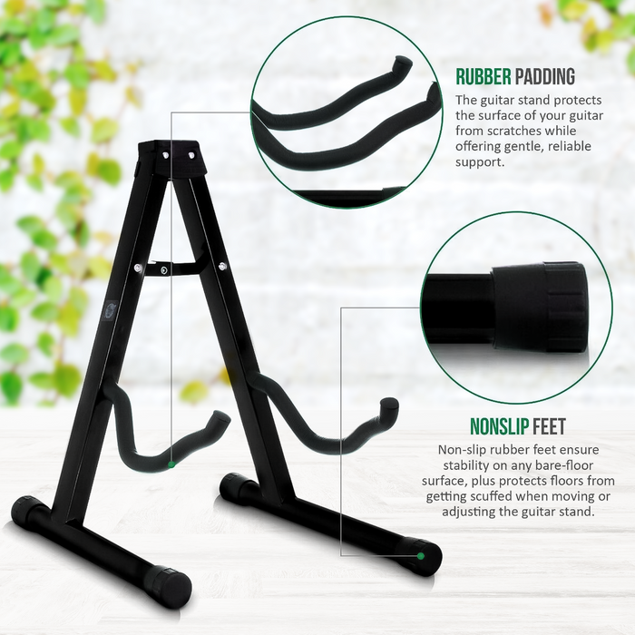 Universal Fit Folding A-Frame Guitar Stand for Electric, Acoustic and Bass Guitars