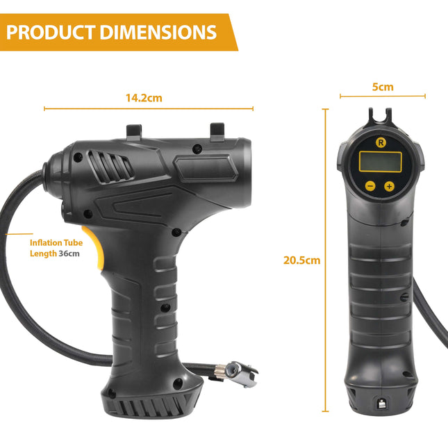 USB rechargeable tyre inflator air compressor for fast inflation in the UK.