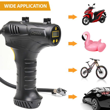 USB tyre inflator air compressor with accessories for multi-use in the UK.