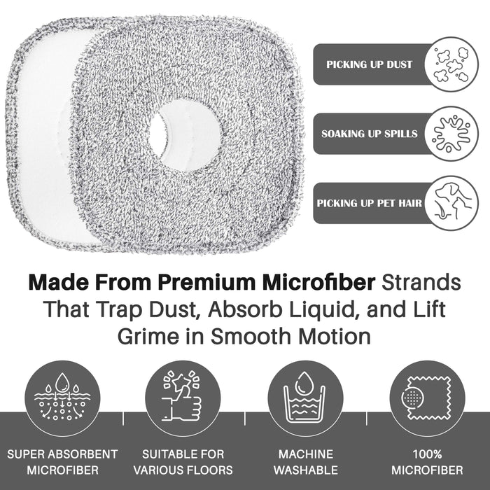 Washable microfiber mop head refills square shape 4 pack