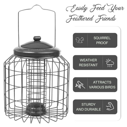 Wild bird fatball feeder with heavy duty gunmetal construction