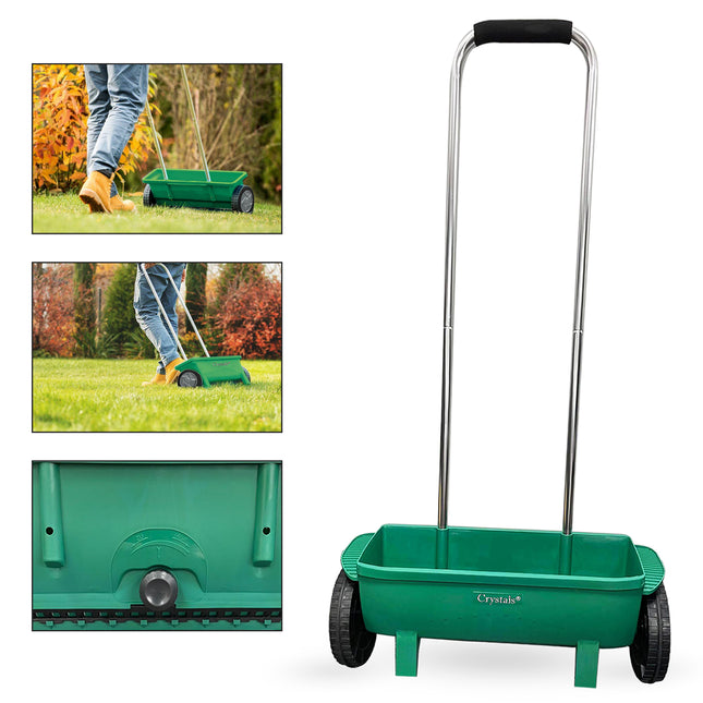 12L garden fertilizer spreader for grass seed, grit, and salt
