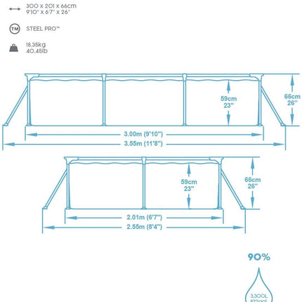 Bestway Family Rectangular Steel Swimming Pool
