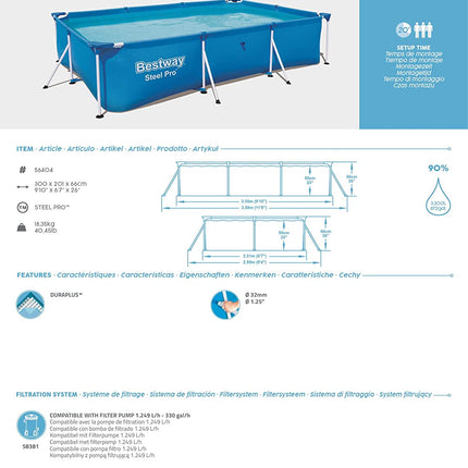 Bestway Family Rectangular Steel Swimming Pool