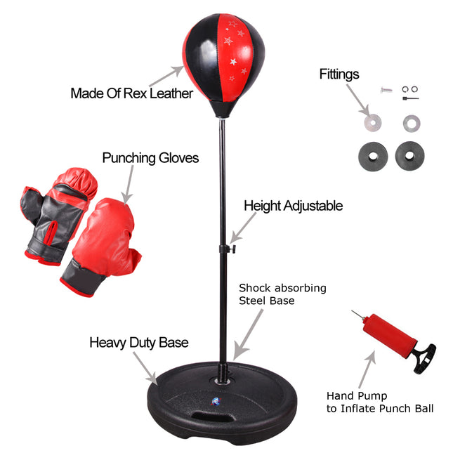 Kids Freestanding Boxing Punch Bag with Gloves