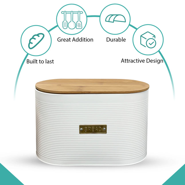 Oval Bread Bin White Features