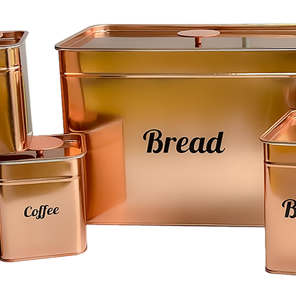 Gold Bread Bin and Canister Sets - 5 Piece 