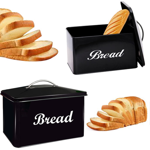 Stainless Steel Bread Bin - Black