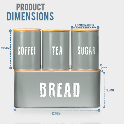 4Pcs Grey Bread Bin Dimensions