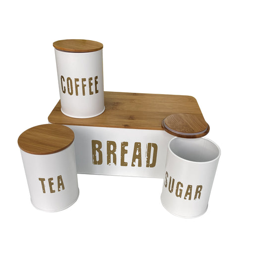 White Bread Bin- 4Pcs Kitchen Set