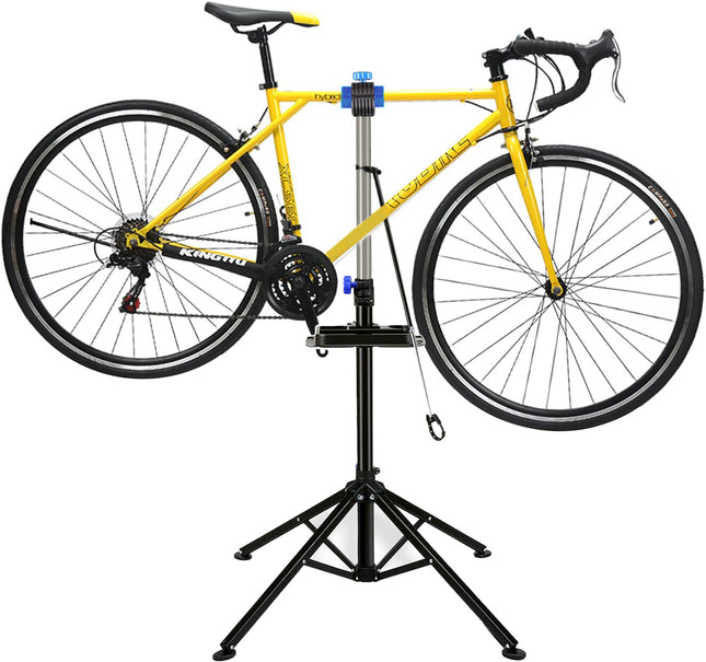 Adjustable Folding Bike Repair Stand with 360° Clamp & Parts Tray