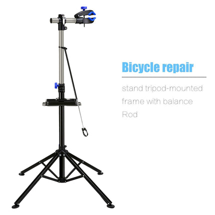 Adjustable Folding Bike Repair Stand with 360° Clamp & Parts Tray