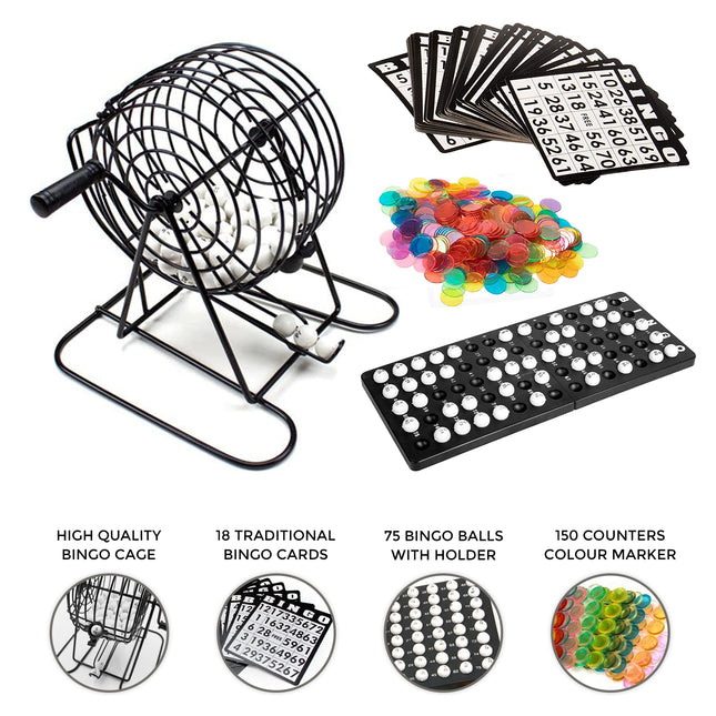 Bingo Wire Cage Lotto Game Full Set with Balls and Cards