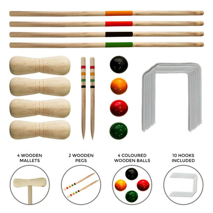 4 Player Full Size Wooden Croquet Set