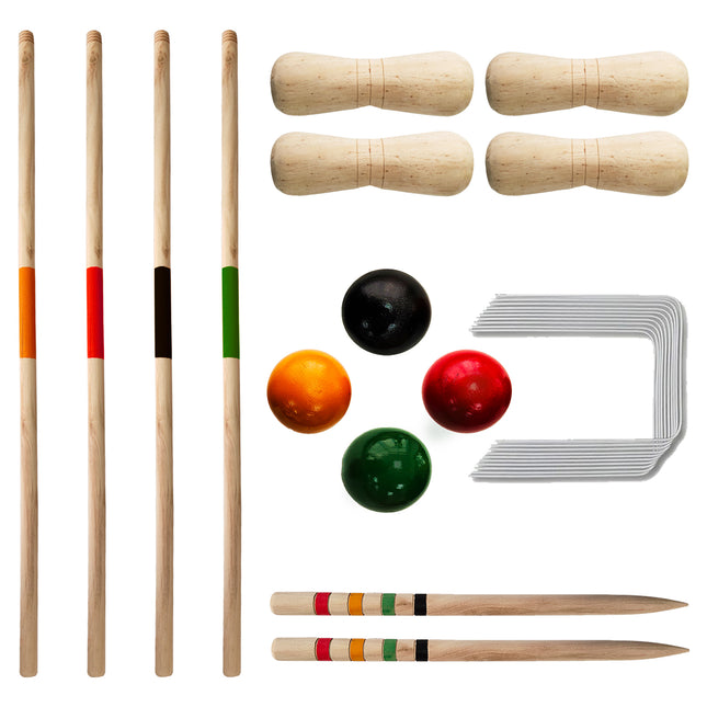 4 Player Full Size Wooden Croquet Set