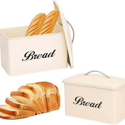 Stainless Steel Bread Bin Cream
