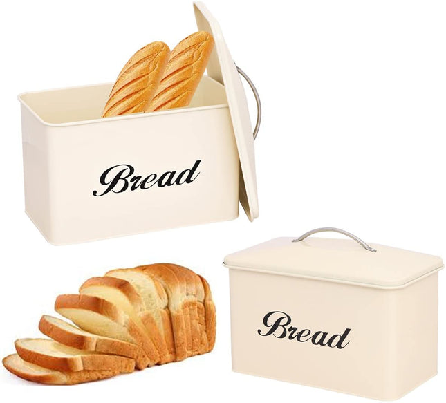 Stainless Steel Bread Bin Cream